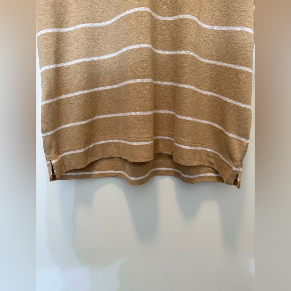 Banana Republic Short Sleeve Shirt in Tan and‎ White Stripe - Size L - Picture 2 of 9